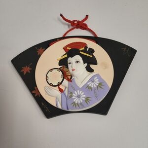 Elegant Geisha Wall Art Decor - Black and Purple